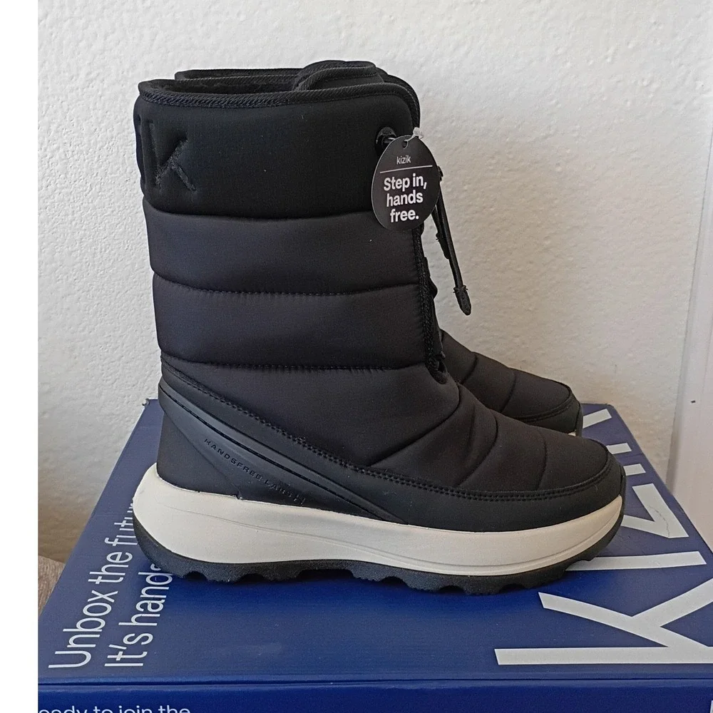 Kizik Juno 2 High Hands-Free Winter Boots Black Whitecap Women 7 NEW